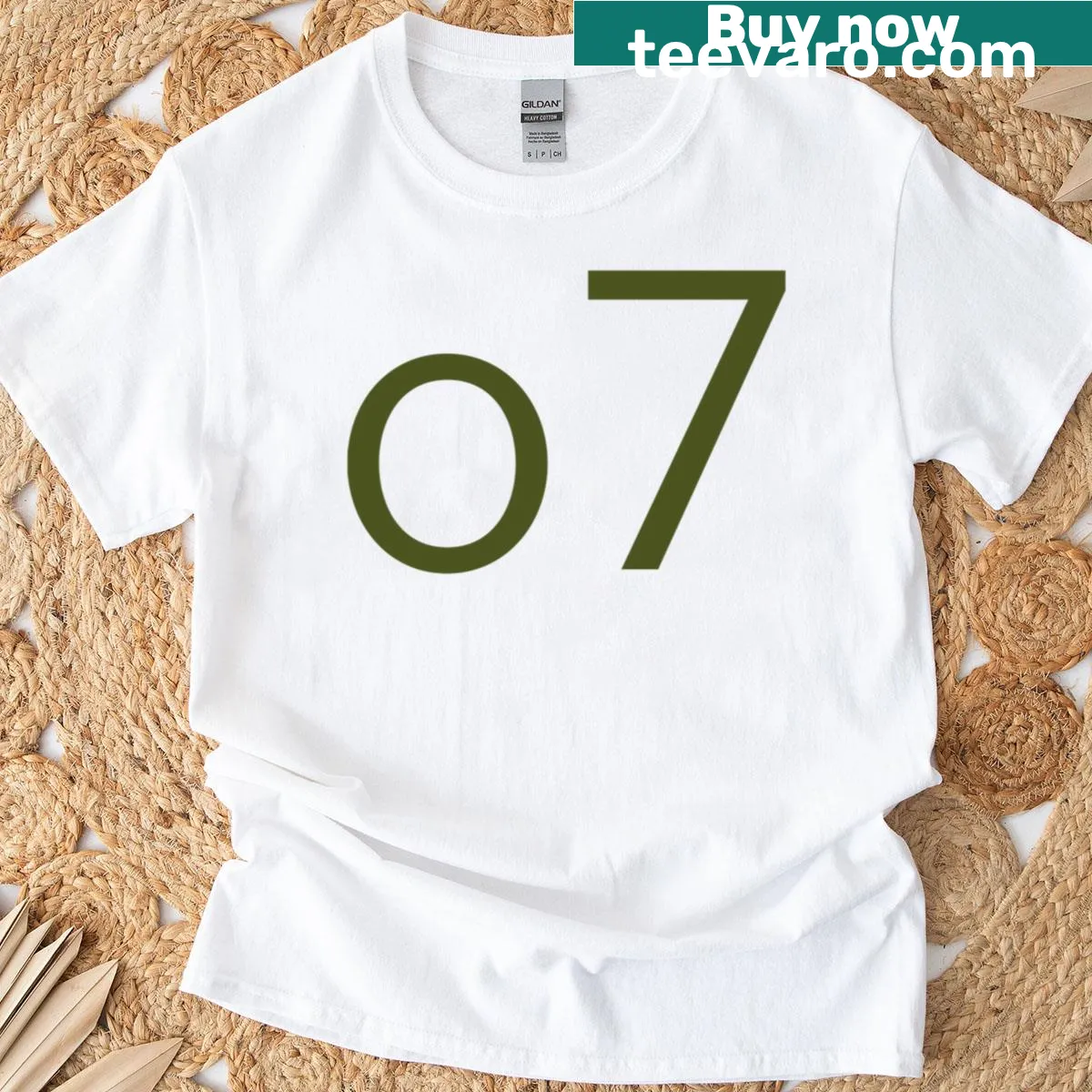 O7 Salute graphic t-shirt — on a men's t-shirt