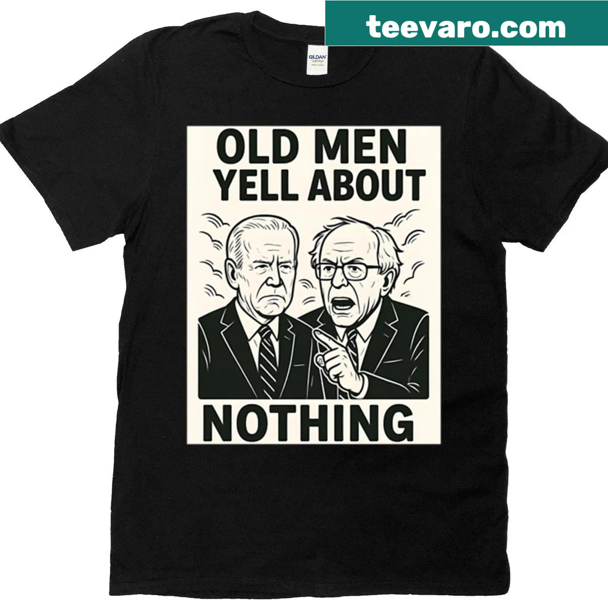 Political joke t-shirt with humorous text — on a men's t-shirt