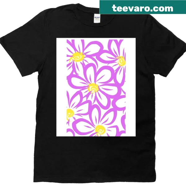 Illustrated pink flowers graphic t-shirt