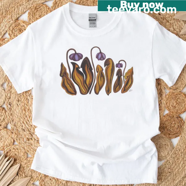 Illustration of Sarracenia Purpurea pitcher plant on T-shirt