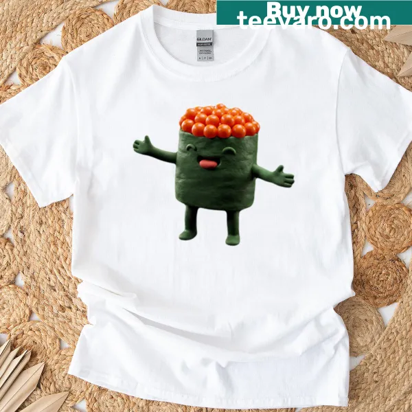Illustration of ikura gunkan sushi on a T-shirt