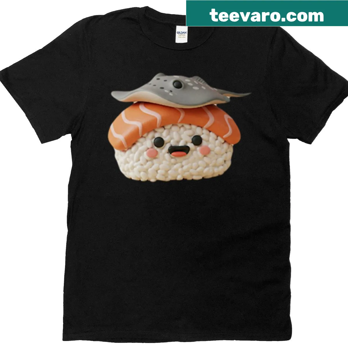 Cute sushi graphic featuring a ray on a T-shirt — on a men's t-shirt