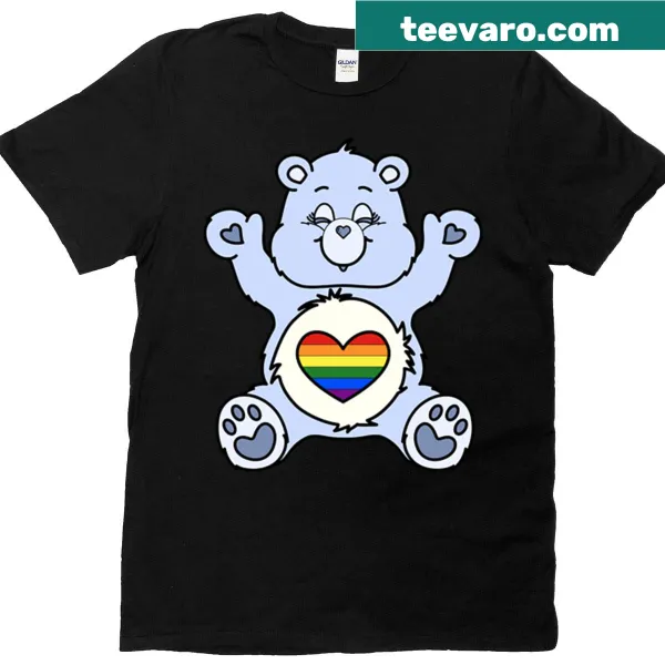 Cartoon bear with rainbow design on a T-shirt