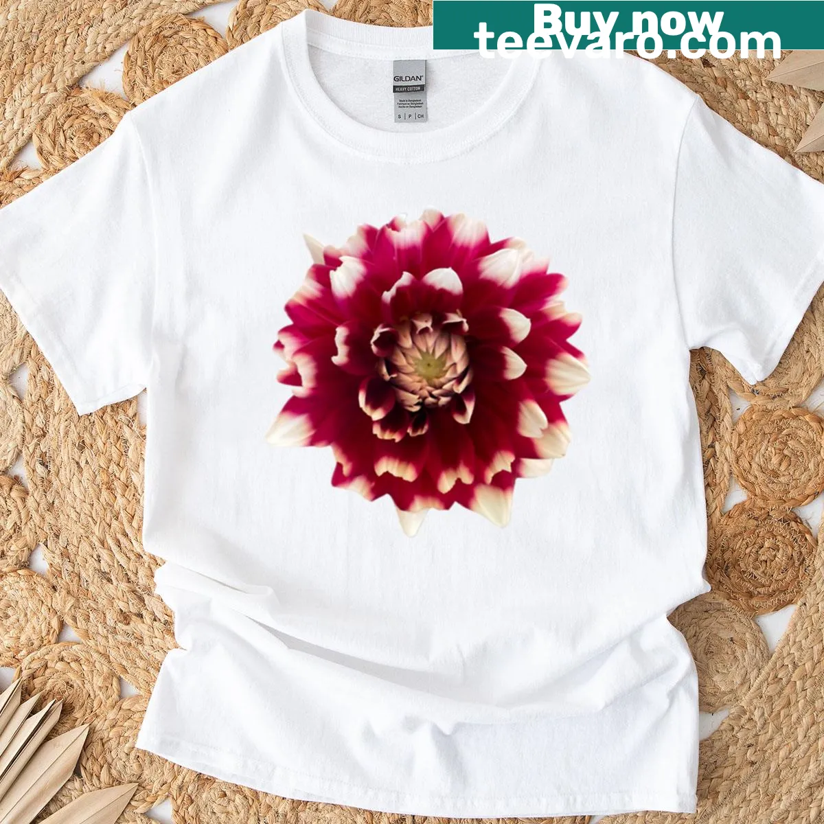 Dahlia flower design on a T-shirt — on a men's t-shirt