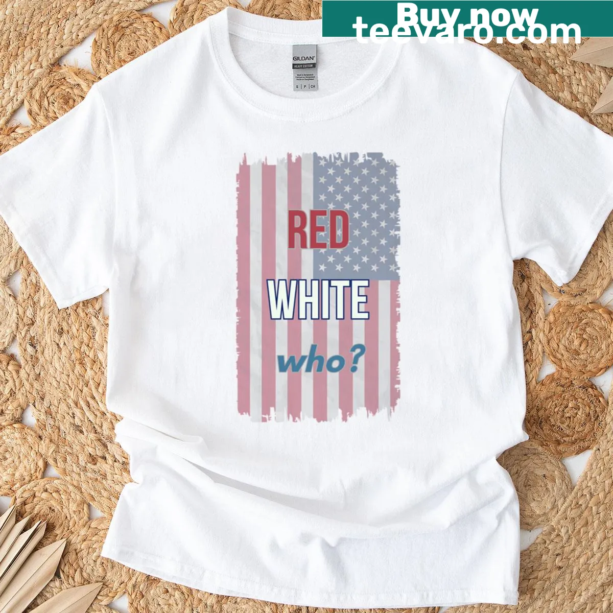 Grunge-style patriotic minimalist t-shirt with bold graphic — on a men's t-shirt