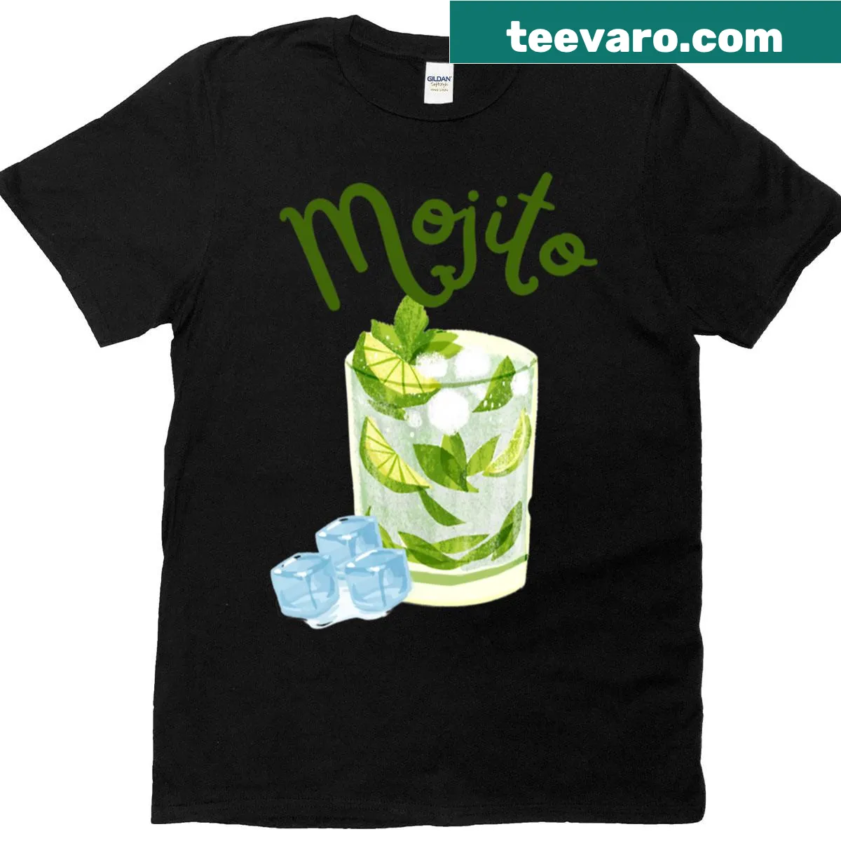 Mojito drink graphic on summer-themed t-shirt — on a men's t-shirt