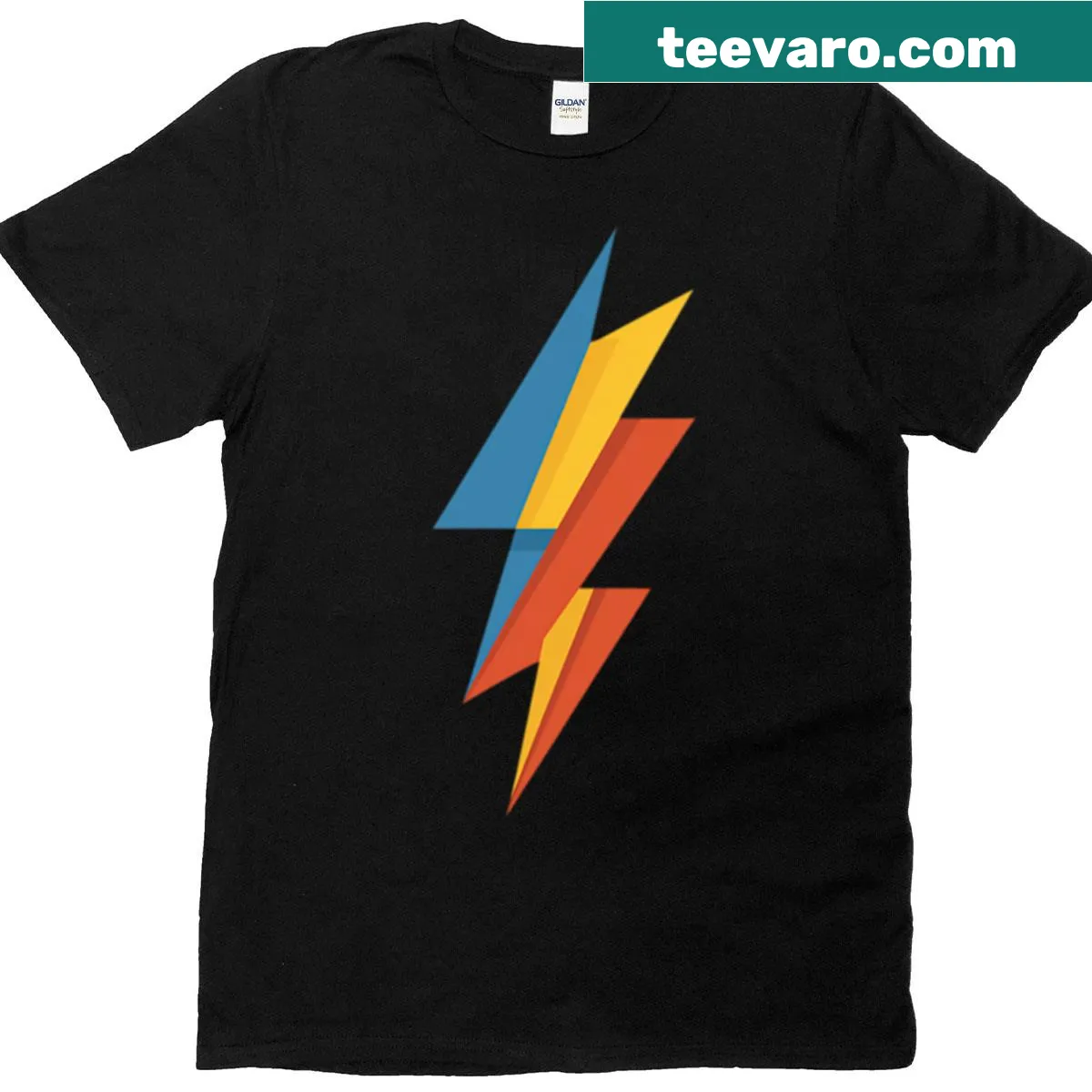 Bold lightning bolt graphic t-shirt — on a men's t-shirt