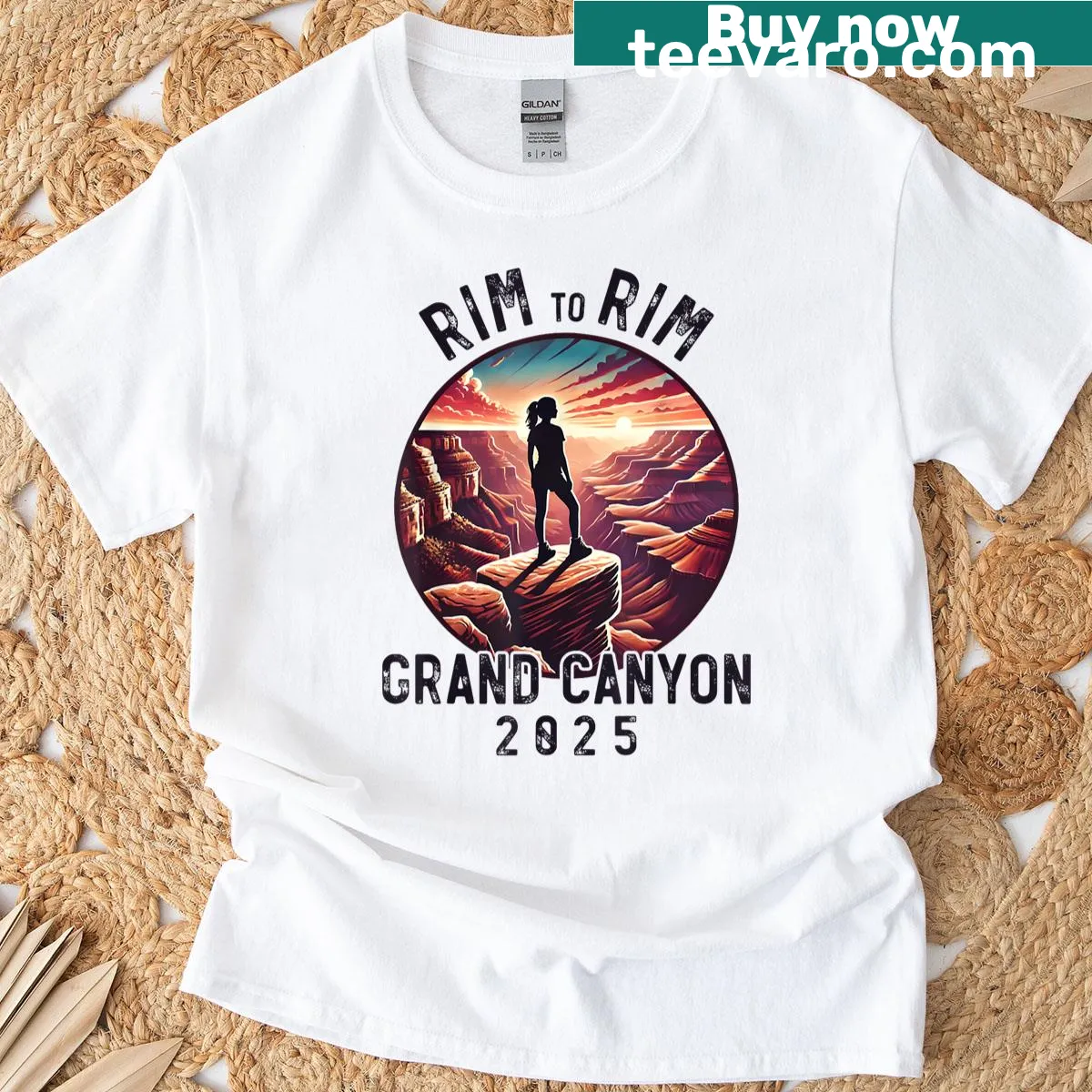 Grand Canyon graphic celebrating hiking on a women's t-shirt — on a men's t-shirt