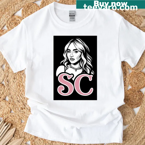 Stylish Sabrina Carpenter pink logo graphic t-shirt