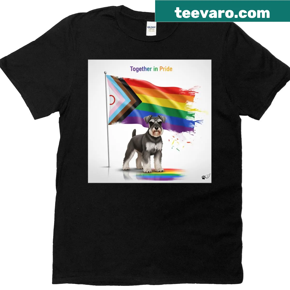 Schnauzer t-shirt with united flags design — on a men's t-shirt