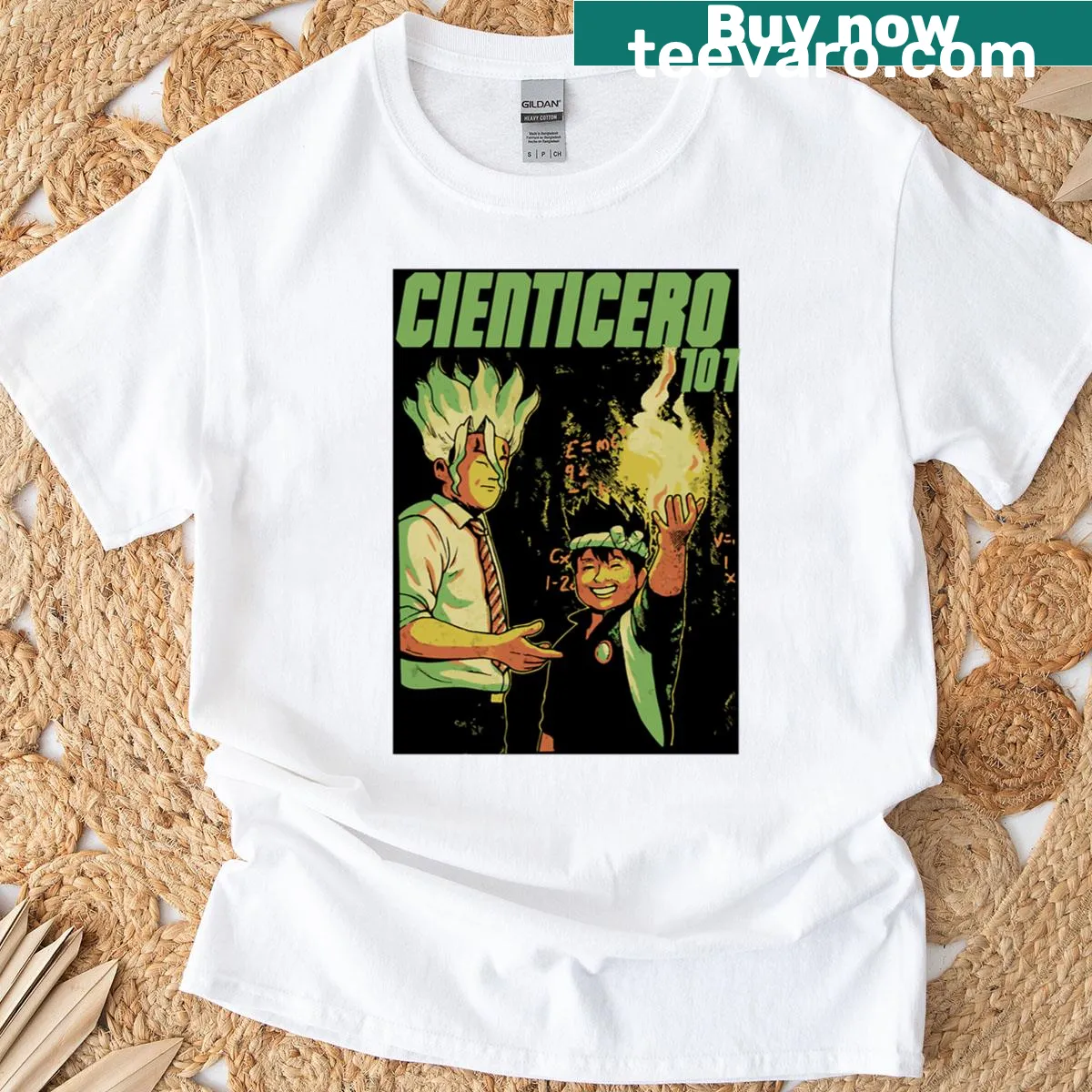 Playful Scientist 101 t-shirt with bold typography design — on a men's t-shirt