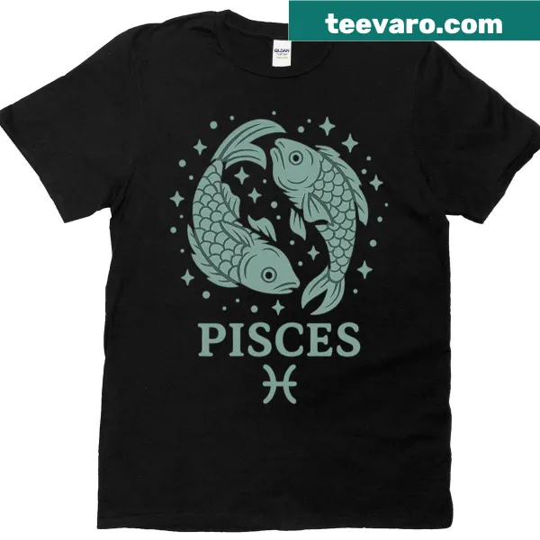 Pisces zodiac sign illustration on a t-shirt