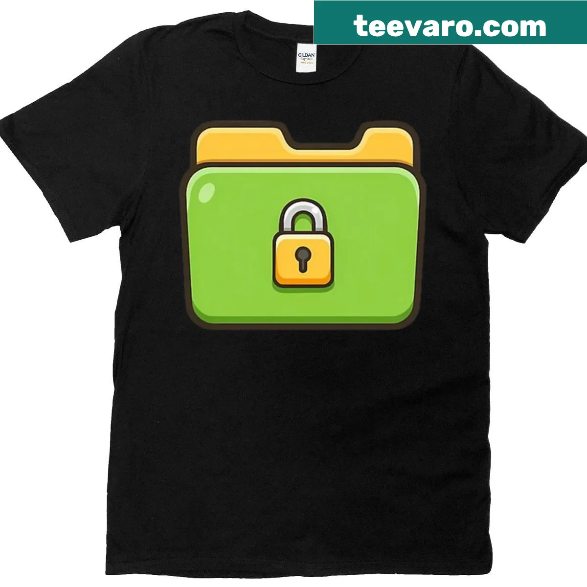 Cute t-shirt with secure folder icon illustration — on a men's t-shirt