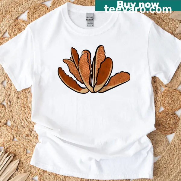 T-shirt featuring an illustration of a seed pod