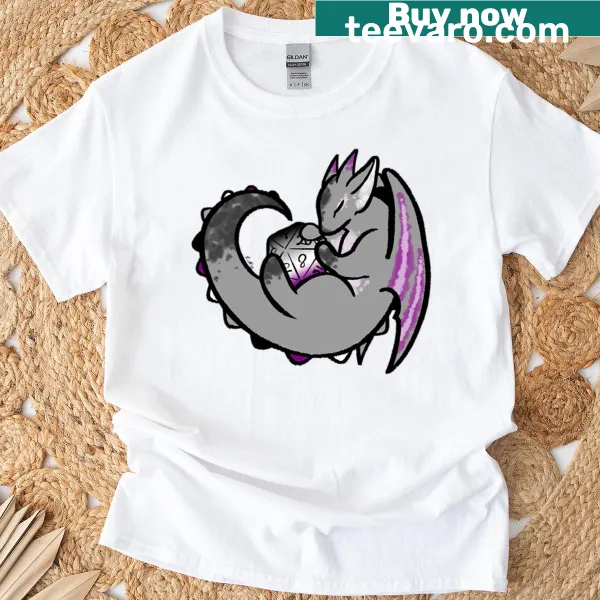 T-shirt featuring a dragon and D20 die illustration