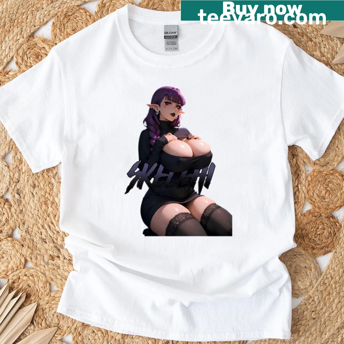Oversized t-shirt with a playful Shelf Elf graphic for kids — on a men's t-shirt