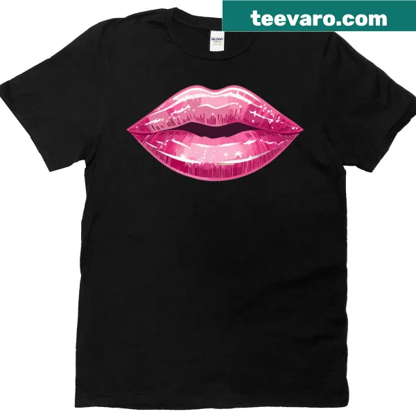 Graphic of shiny pink lips with a playful pattern
