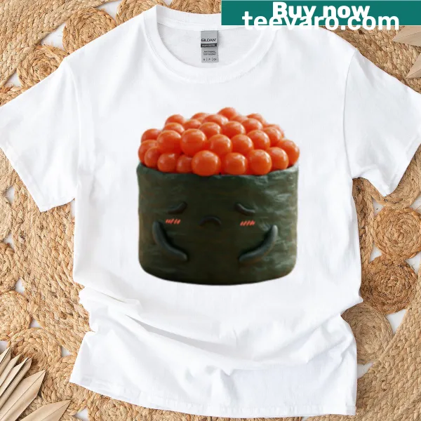 Cute oversized t-shirt with a shy sushi ikura character