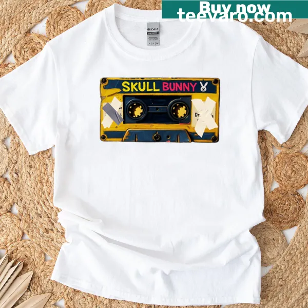 T-shirt featuring a skull bunny illustration on a cassette tape