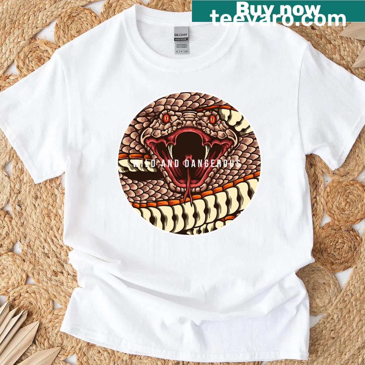 Illustration of a wild and dangerous snake T-shirt — on a men's t-shirt