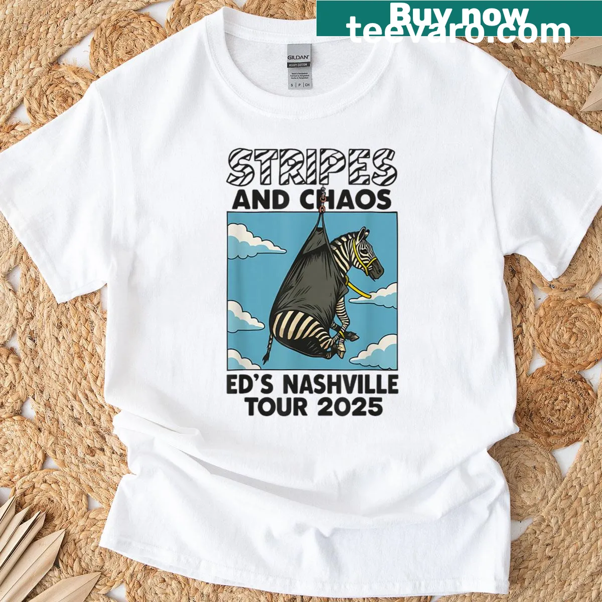 Zebra design T-shirt with playful stripes and chaotic patterns — on a men's t-shirt