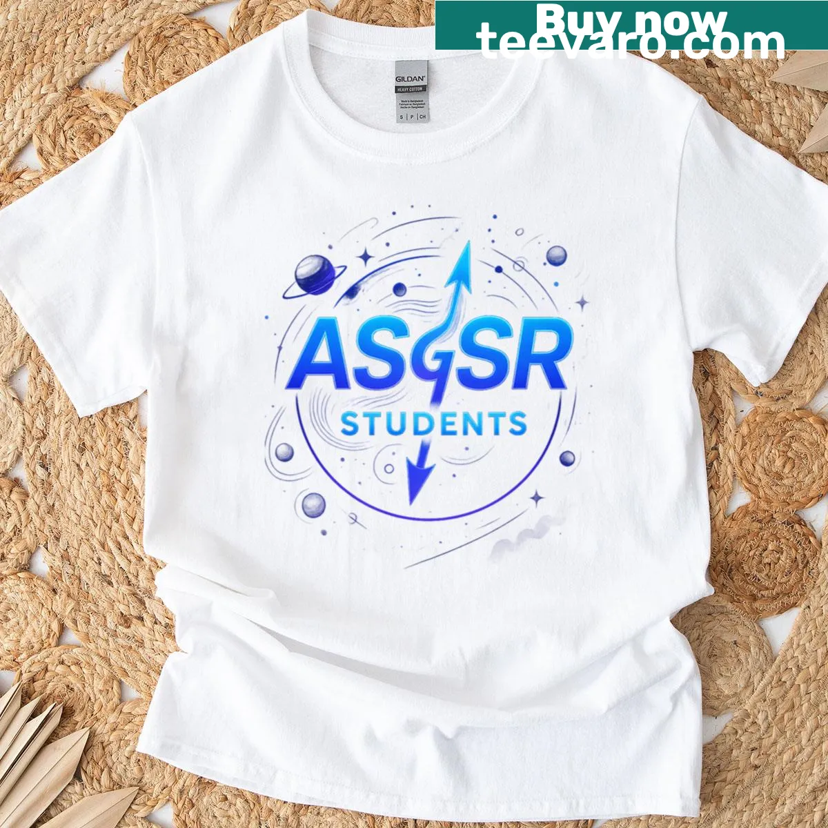 Oversized student T-shirt featuring a high-res logo on the chest — on a men's t-shirt