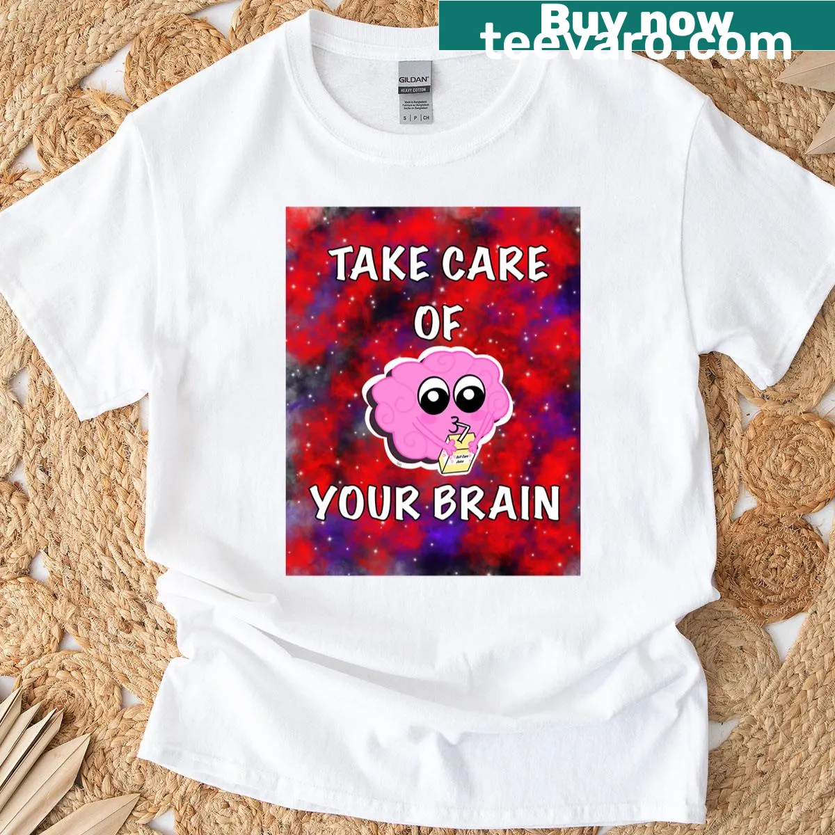 T-shirt featuring a galaxy design with a mental health message — on a men's t-shirt
