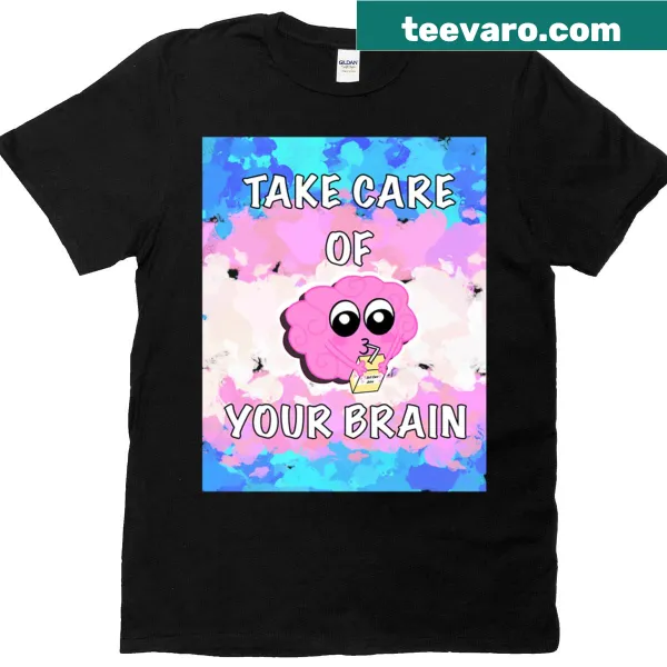 Trans flag t-shirt with a message promoting mental health