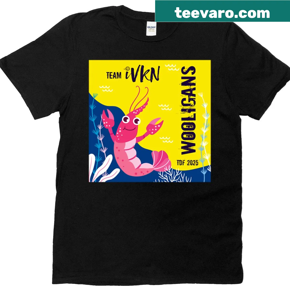 Team Ivkn Wooligans 2025 t-shirt with bold text design — on a men's t-shirt