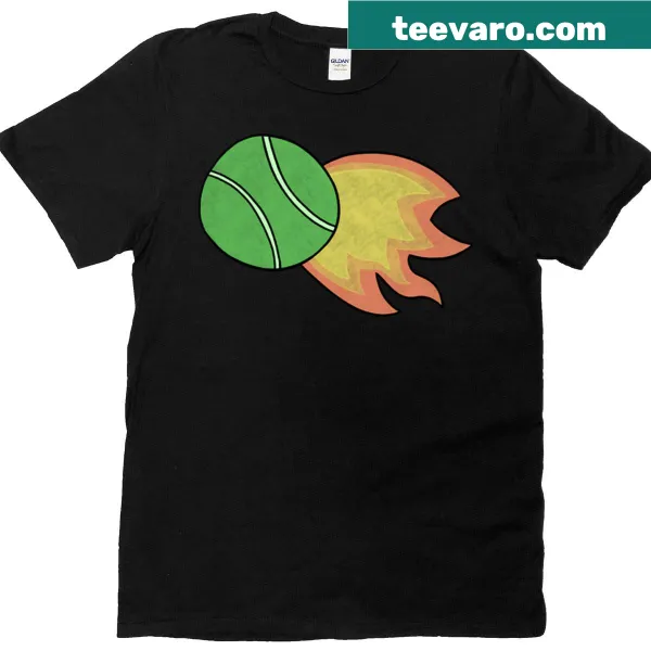 T-shirt with a tennis ball in flames illustration