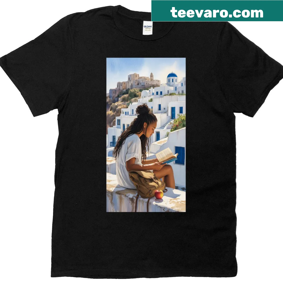 T-shirt featuring the phrase 'The Reader' with whimsical book graphics. — on a men's t-shirt