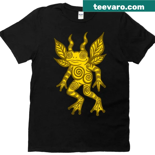 Frog graphic with swirls on a premium T-shirt