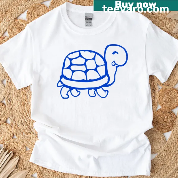 Cartoon turtle t-shirt with a happy expression and tongue out