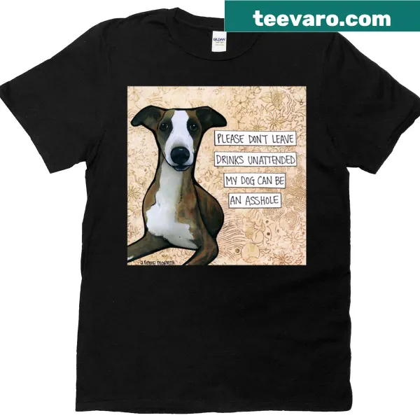 Hand-created illustration of an Italian Greyhound on T-shirt