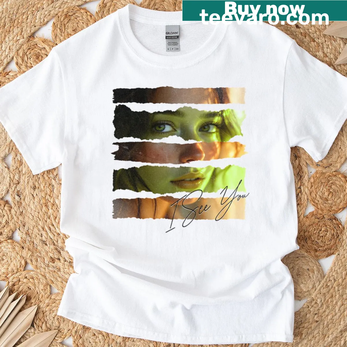 Abstract visionary graphic on an oversized earth-toned T-shirt — on a men's t-shirt