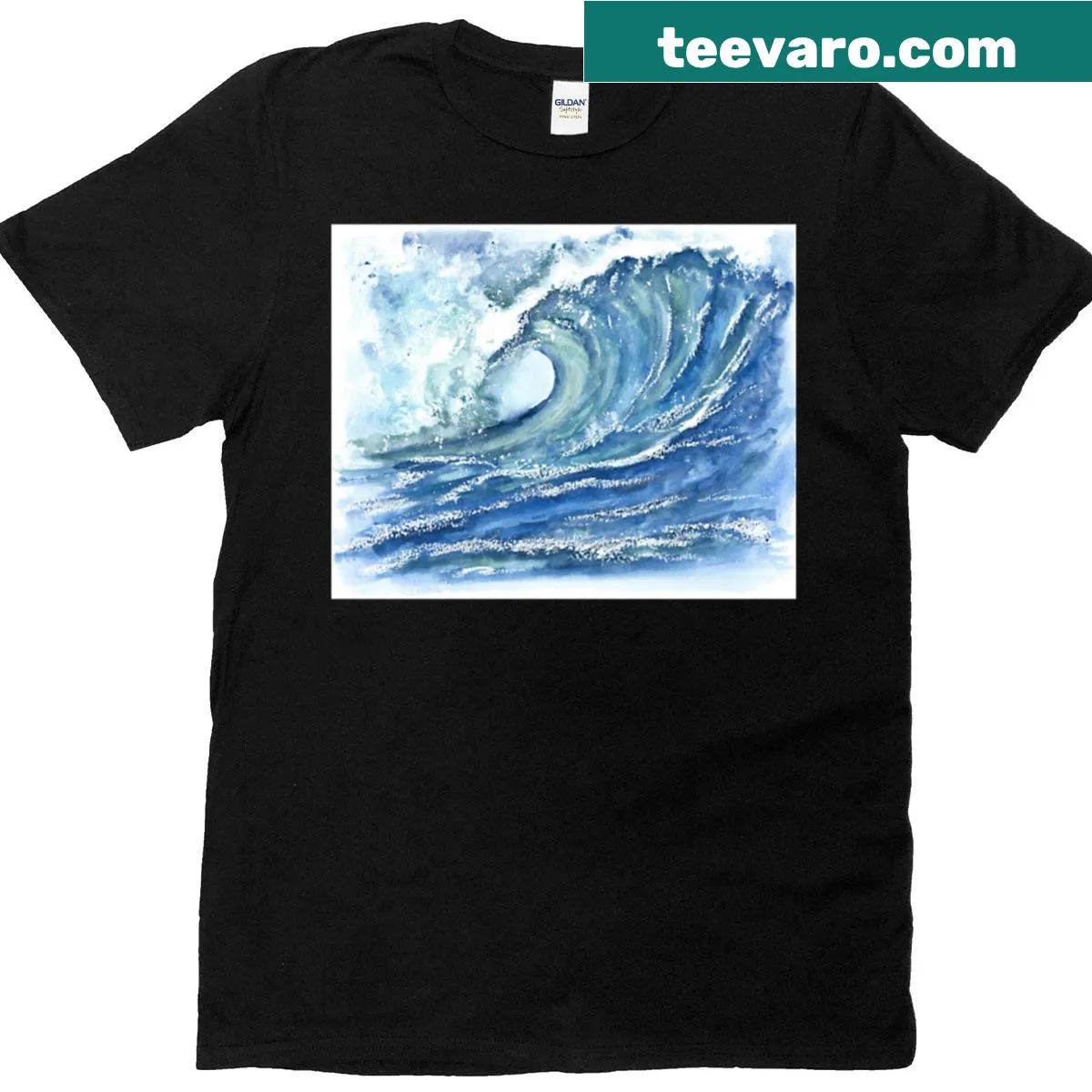 Oversized T-shirt featuring a serene wave design — on a men's t-shirt