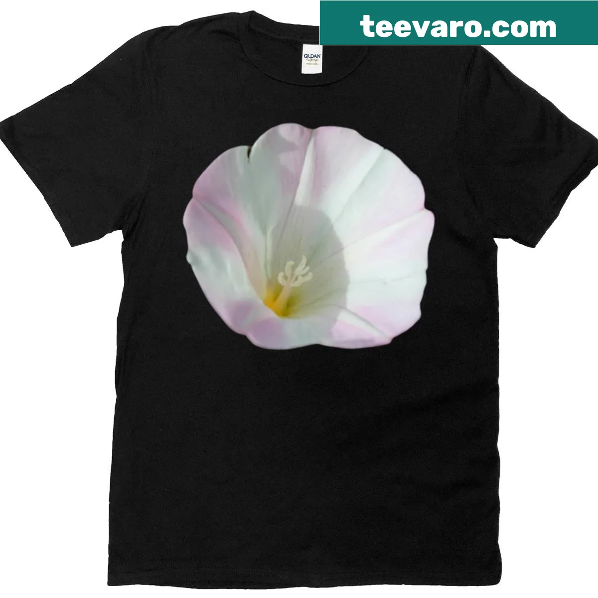 Floral design featuring bindweed flowers — on a men's t-shirt