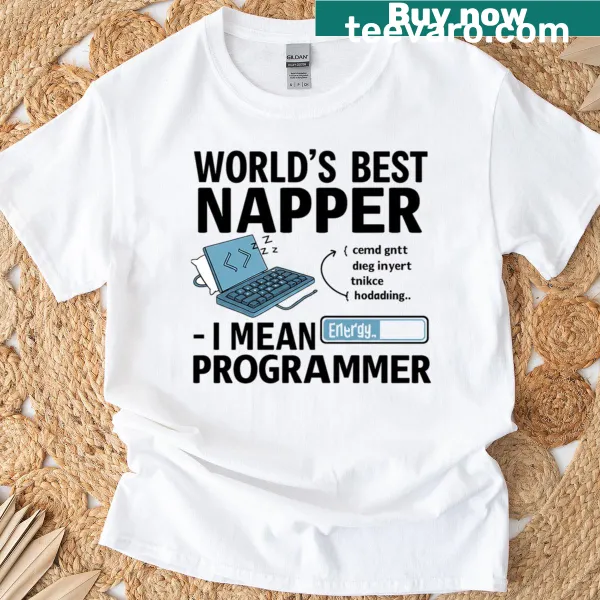 Funny programmer t-shirt with humorous text design