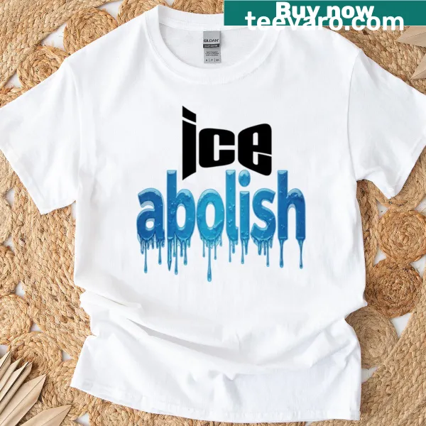 Bold text design reading 'Abolish Ice' on T-shirt