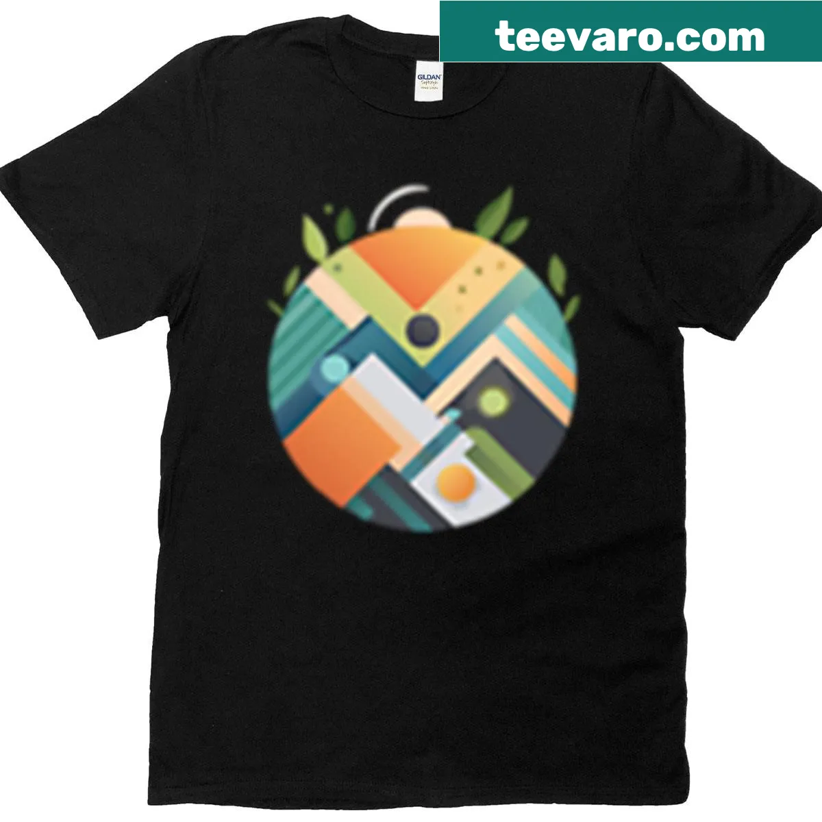 Abstract geometric T-shirt design representing Earth Day and nature — on a men's t-shirt