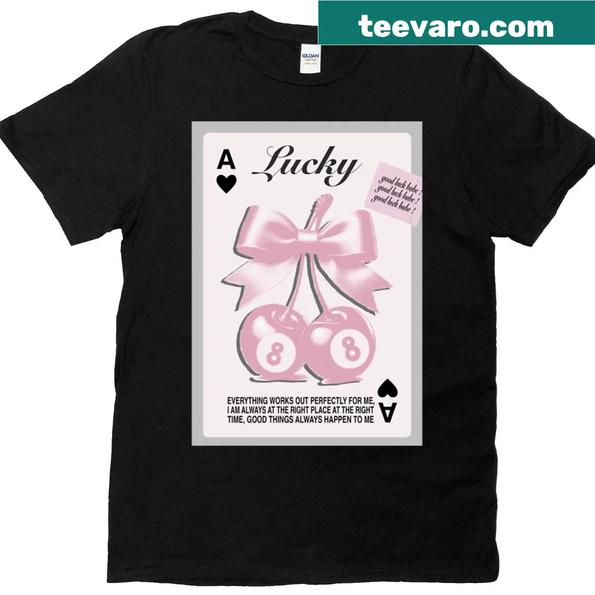 Illustrated lucky ace card design on a t-shirt — on a men's t-shirt