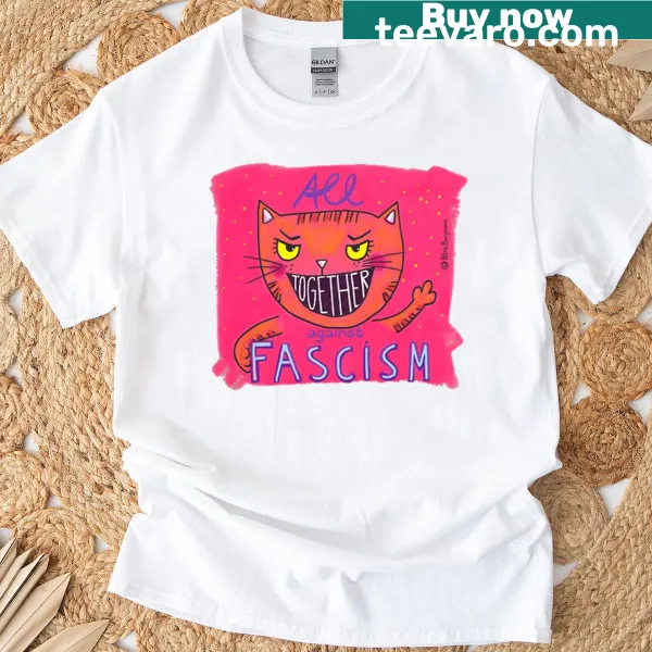 Oversized T-shirt featuring a bold anti-fascism message in typography