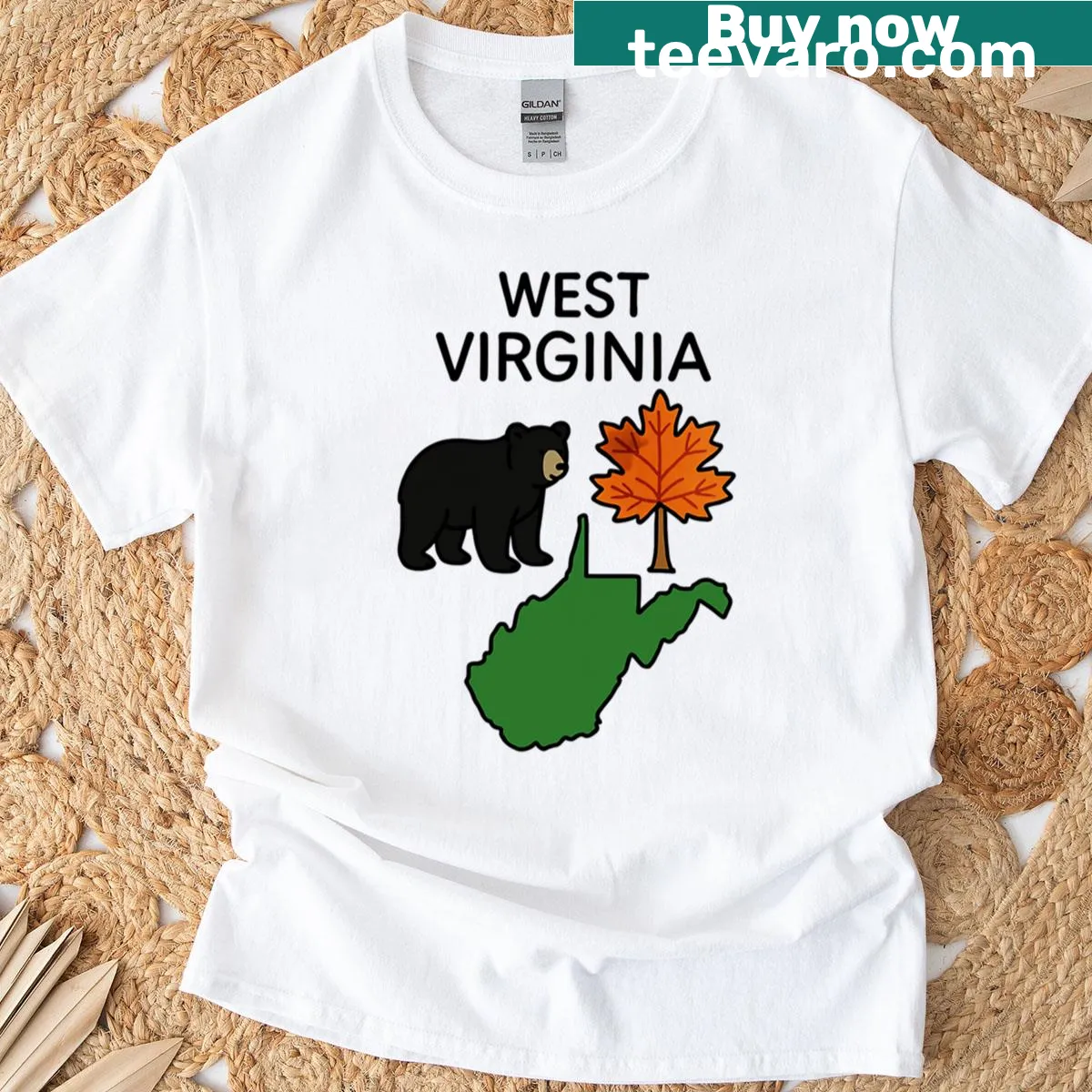 West Virginia-themed design on T-shirt showcasing the state's beauty — on a men's t-shirt