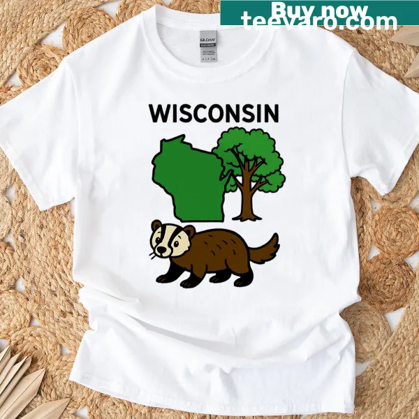 Illustrated design showcasing Wisconsin's landscapes on a t-shirt