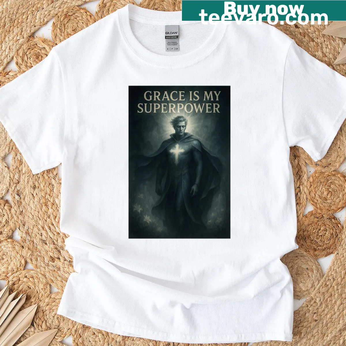 Illustration of a superhero in an action pose. — on a men's t-shirt