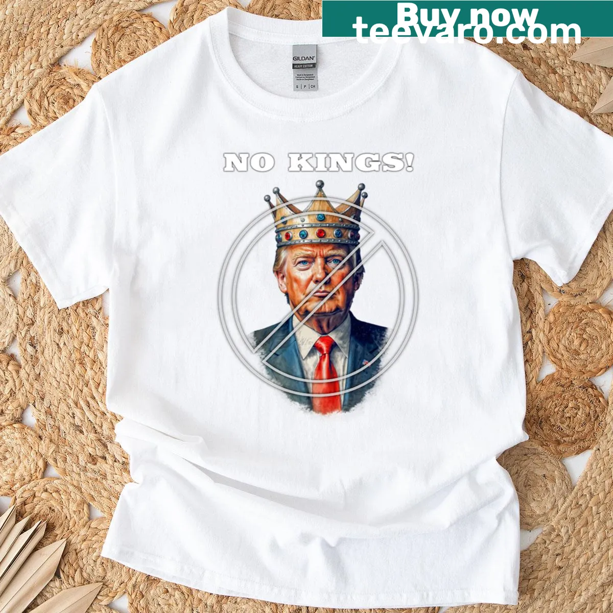 Anti-Trump graphic on No Kings Anti-MAGA T-shirt — on a men's t-shirt