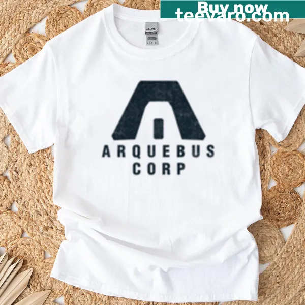 T-shirt with a chest pocket featuring the Arquebus Corporation logo.