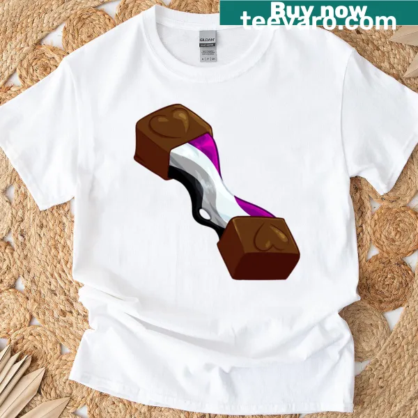 Asexual flag design on chocolate T-shirt showing pride and inclusivity