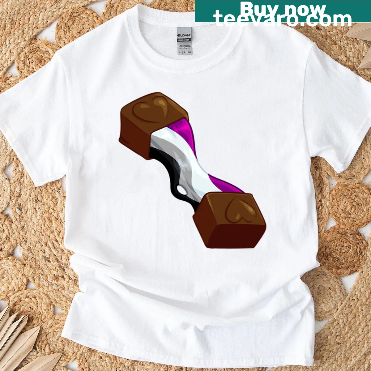 Asexual flag design on chocolate T-shirt showing pride and inclusivity — on a men's t-shirt