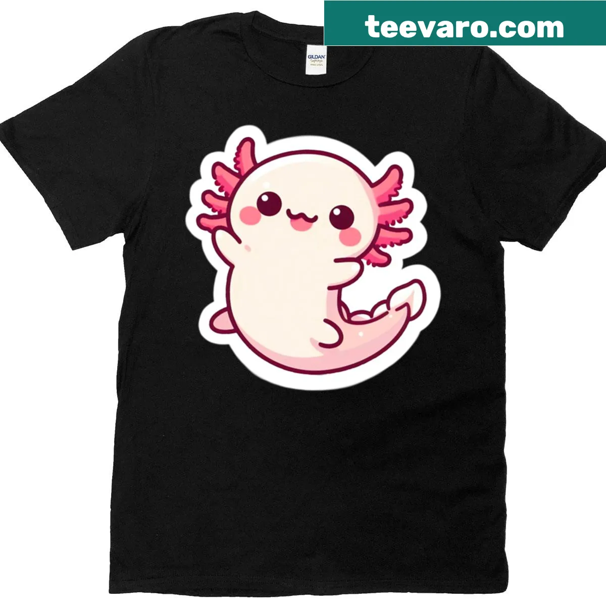 Illustration of an axolotl on a T-shirt — on a men's t-shirt